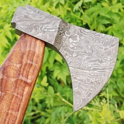 hand forged damascus steel hatchet tomahawk hunting viking axe