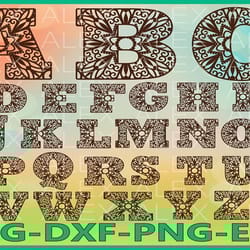 alphabet mandala svg, mandala letters svg, alphabet svg