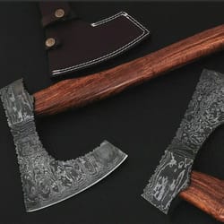handmade damascus steel hatchet tomahawk hunting viking axe