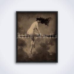 departure for the sabbath naked witch painting by a.j. penot, printable art, print, poster (digital download)