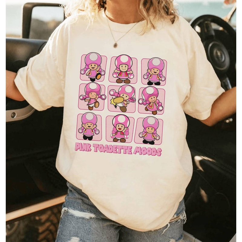 Pink Toadette Moods Shirt Super Mario Toadette Shirt Vintage Super Mario Shirt Mario Luigi Toad Bowser Shirt Birthday Gift.jpg