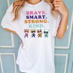 brave smart strong kind comfort colors shirt, super kitties cats shirt, cats character shirt, super cats shirt, cat hero