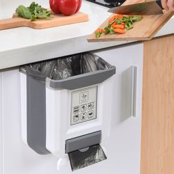 9l foldable kitchen trash can with 15pcs garbage bag