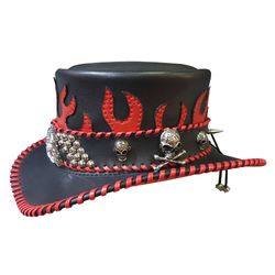 steampunk gothic el dorado leather top hat