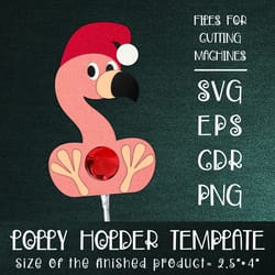 flamingo in santa hat | christmas lollipop holder template