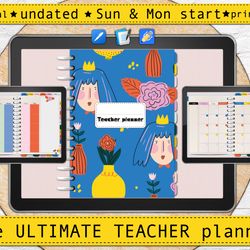 digital teacher planner, goodnotes planner, notability planner, xodo planner, ipad planner, custom planner, sticker book