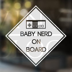 baby nerd on board car sticker nerd car decal video gamer
