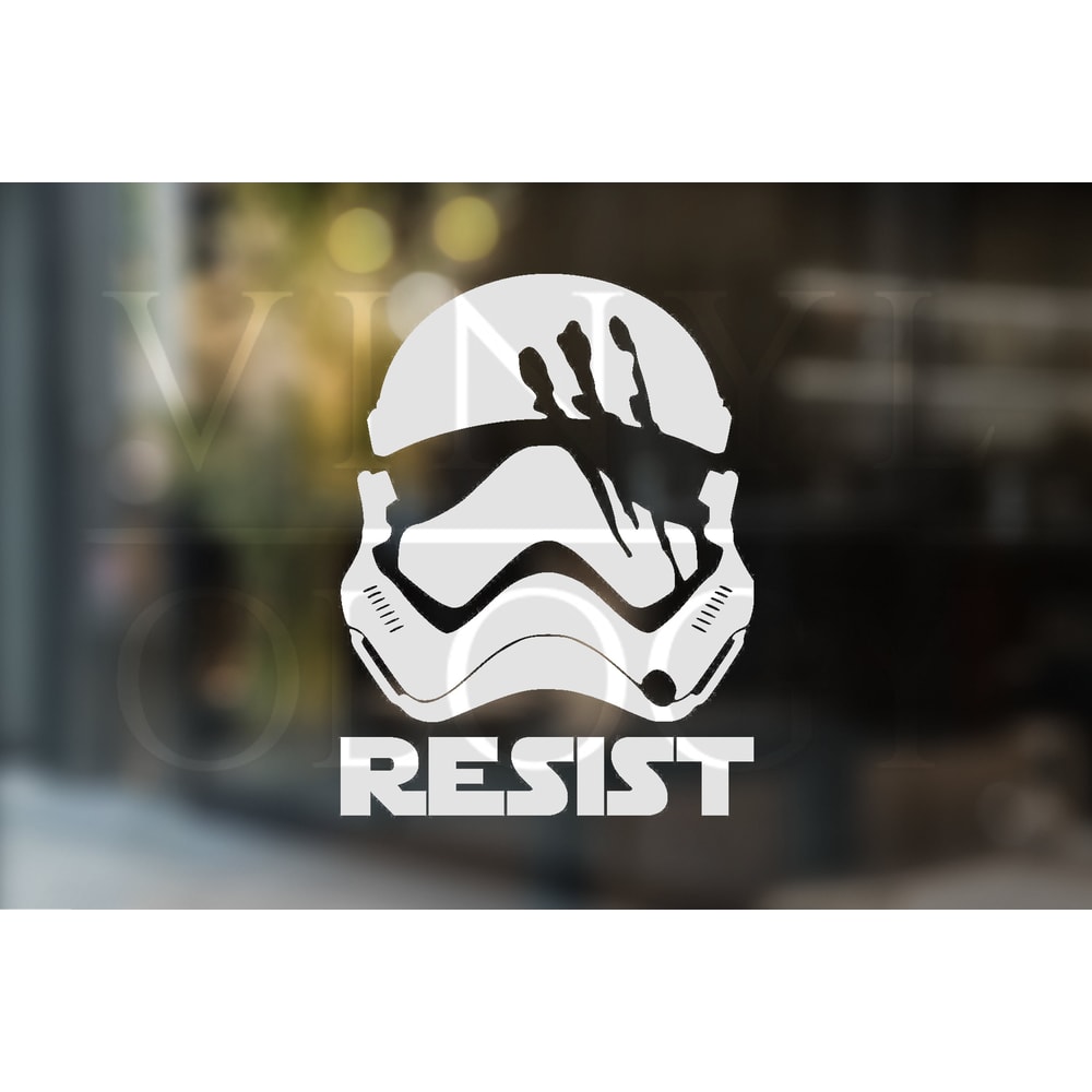 Stormtrooper Inspired Resist Vinyl Window Decal, Galactic Empire Car Decal, First Order Bumper Sticker, Geek Laptop Decal, Gift for Him Her.jpg