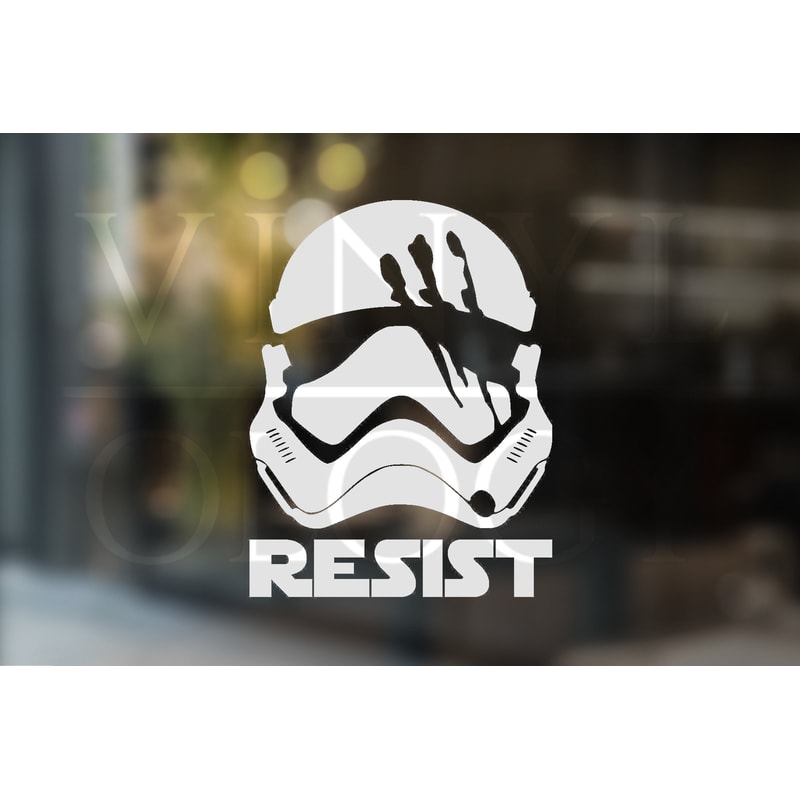 Stormtrooper Inspired Resist Vinyl Window Decal, Galactic Empire Car Decal, First Order Bumper Sticker, Geek Laptop Decal, Gift for Him Her.jpg
