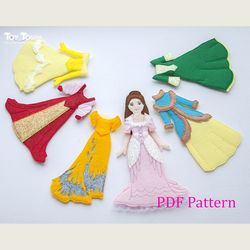 Princess and Prince Felt PDF Pattern - 2 Dolls Sewing Tutorial and 10 set clothes