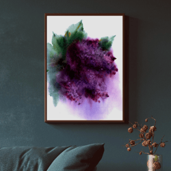 bouquet of lilac watercolor illustration. botanical wall art. digital download poster jpg files. diy print room decor