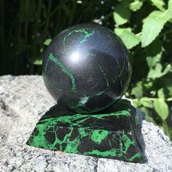 Uvarovite Sphere 58 mm Uvarovite Garnet Stone Sphere Uvarovite Ball Rare Mineral Sphere by UralMountainsFinds