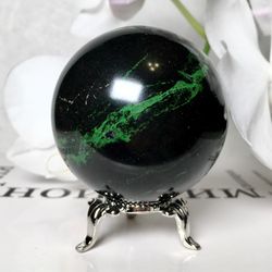 Uvarovite Garnet Ball 53 mm Uvarovite Sphere Rare Mineral Uvarovite Ball with Stand by UralMountainsFinds
