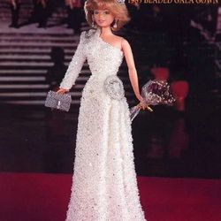 pdf vintage crochet pattern / crochet dress for barbie dolls 11-1 / 2" / fashion collection - princess diana