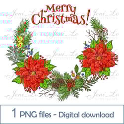 christmas red poinsettia 1png file merry christmas clipart christmas flowers design christmas decoration digital downloa