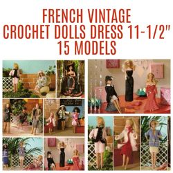 pdf barbie dolls 11-1/2" vintage crochet pattern - french pdf format
