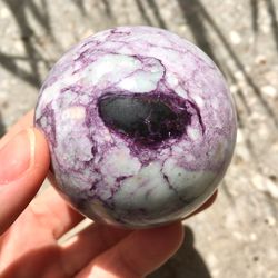 Kammererite Sphere 58 mm Purple Stone Sphere Rare Mineral Sphere Chlinochlore Ball by UralMountainsFinds
