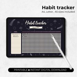 new habit tracker | tracker printable | routine ipad tracker | dark academia tracker