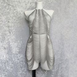 chainmail dress of body chain, goddess dress of rave outfit, festival sexy showgirl costume