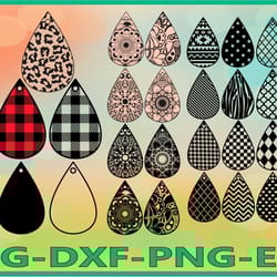 earrings svg, mandala, leather earring, tear drop svg