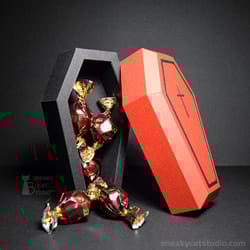 paper coffin box for halloween - 3d papercraft template digital pattern for printing and cutting (pdf, svg, dxf*)