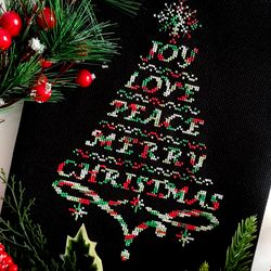 VARIEGATED JOY LOVE PEACE CHRISTMAS TREE cross stitch pattern PDF by CrossStitchingForFun Instant Download