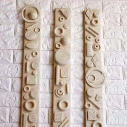 wall hanging 3 pieces of wall art in white (milky) color. triptych in fiber execution. wall decor boho