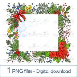 christmas square 1 png file merry christmas clipart red poinsettia design christmas flowers ornament digital download