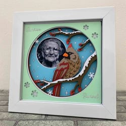 3d cardinal memorial shadow box svg - female cardinal/ personalized memorial shadow box/ cardinal on tree christmas