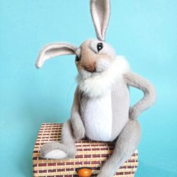 cheeky hare. bunny teddy. realistic rabbit. funny bunny. hare toy. animal plush toy hare. rabbit teddy interior doll