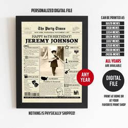 86th birthday, 86th birthday newspaper, 86th birthday gift for grandma, 86th birthday ideas, 86th vintage look newspaper
