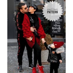 chunky knit cardigan knitting pattern, bubble sleeve cardigan oversized pattern, knit cardigan women's cardigan pattern