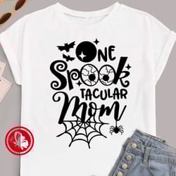 one spook tacular mom shirt design quote halloween print decor moon spiderweb bats clipart svg digital downloads