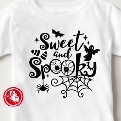 sweet and spooky sign halloween print decor ghost spiderweb bats clip art svg digital downloads