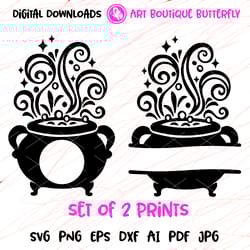 bundle witches brew clipart halloween svg witch's potion art digital downloads set of 2 prints monogram