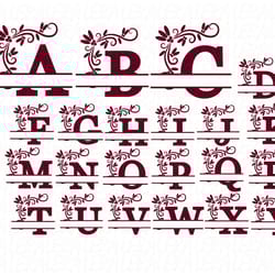 alphabet split monogram svg, font svg, letter svg, digital download