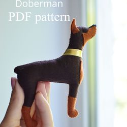pdf doberman felt ornament sewing pattern , diy felt ornament, digital download