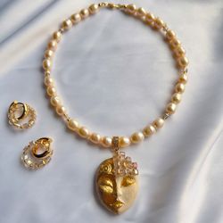 beaded choker, pearl choker, ceramic choker, necklace choker, handmade jewelry, dainty choker, gift her, boho jewelry