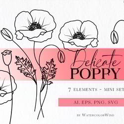 poppy birth month flower svg files august birthday flower clipart for instant download