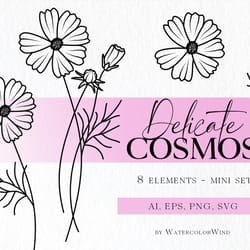 cosmos birth month flower svg files october birthday flower clipart for instant download