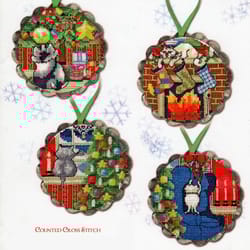 vintage 4 mini round christmas ornaments 14 cross stitch pattern pdf classic holiday designs instant download
