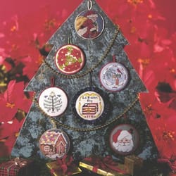 vintage 7 round christmas ornaments 17 cross stitch pattern pdf classic holiday designs instant download