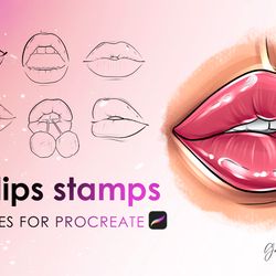 procreate lips brushes for coloring | lips brush set for digital artists | lips templates for artists | lips stamps proc