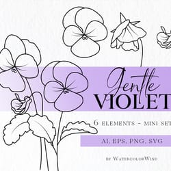 violet birth month flower svg files february birthday flower clipart for instant download