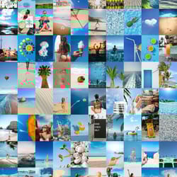 80 pcs beach aesthetic wall collage kit digital download | printable summer collage kit | blue photo wall collage set