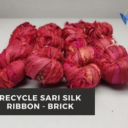sari silk ribbon - brick - silk ribbon - recycled sari silk ribbon - sari silk ribbon yarn - gift ribbon
