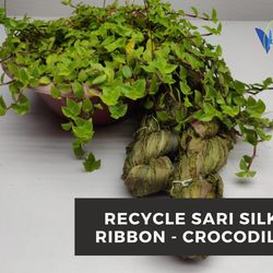sari silk ribbon - crocodile - silk ribbon - recycled sari silk ribbon - sari silk ribbon yarn - gift ribbon