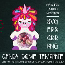 unicorn candy dome | paper craft template