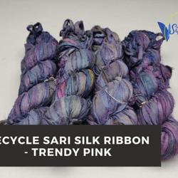 sari silk ribbon - trendy pink - recycled sari silk ribbon - recycled ribbon - gift ribbon