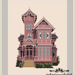 025 victorians across america cross stitch pattern pdf rose victorian house california nature compatible pattern keeper